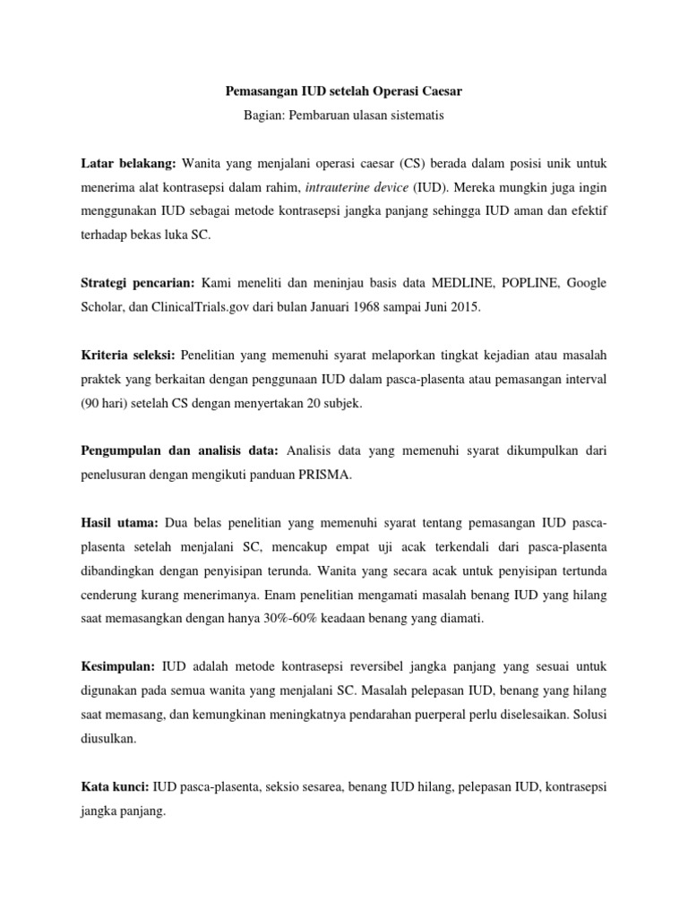 Pemasangan IUD Pasca Operasi Caesar | PDF