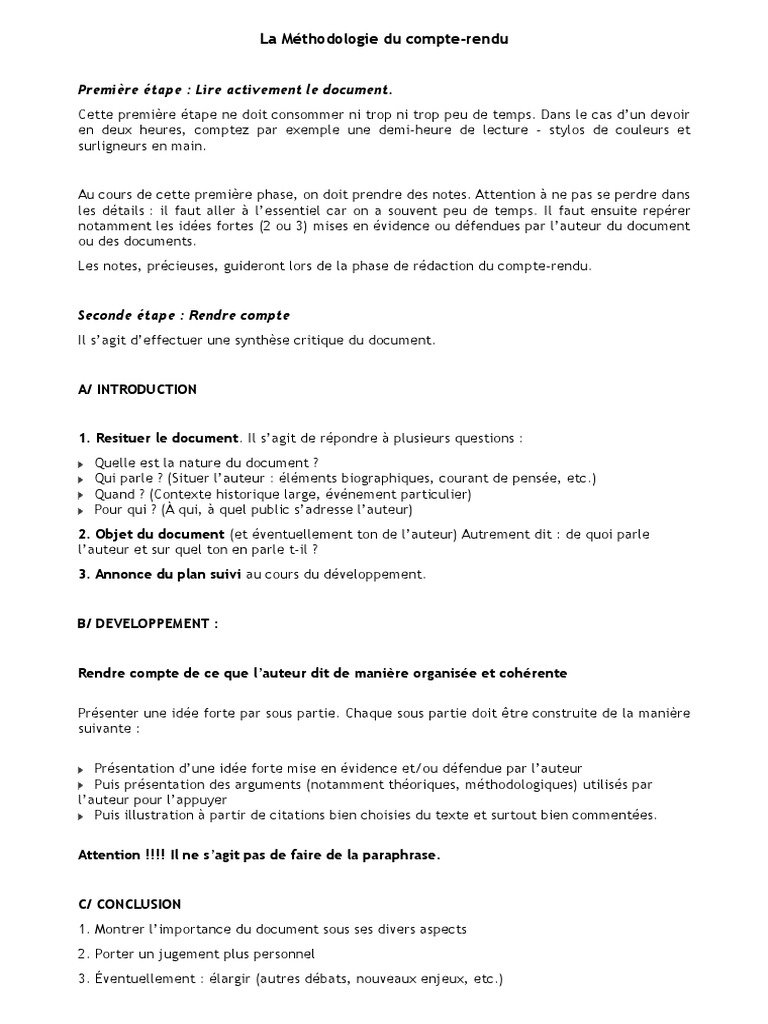 4 La Methodologie Du Compte Rendu 1 PDF