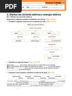 Ficha Trabalho 18 Efeitos Da Corrente Elétrica