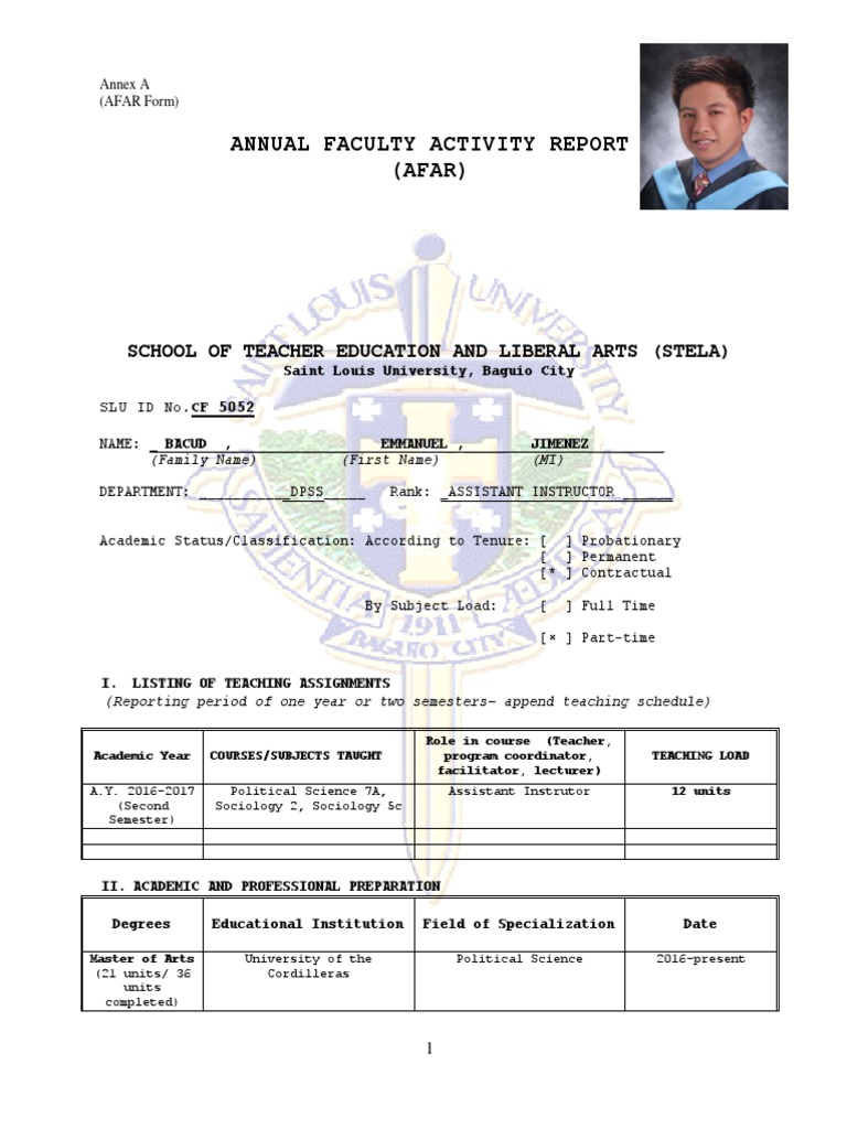 Emman Jimenez Annual Faculty Report | PDF | Graduate School | University