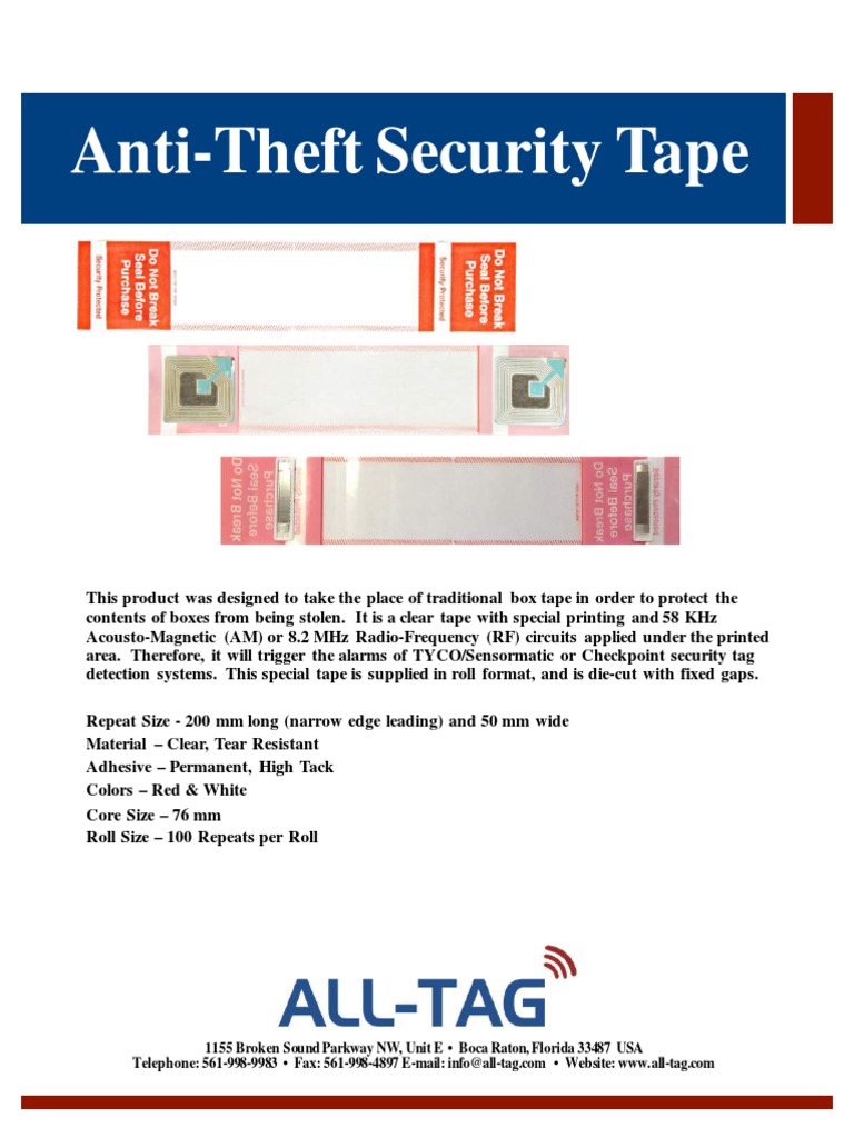 AntiTheft Security Tape 1155 Broken Sound Parkway NW, Unit E Boca