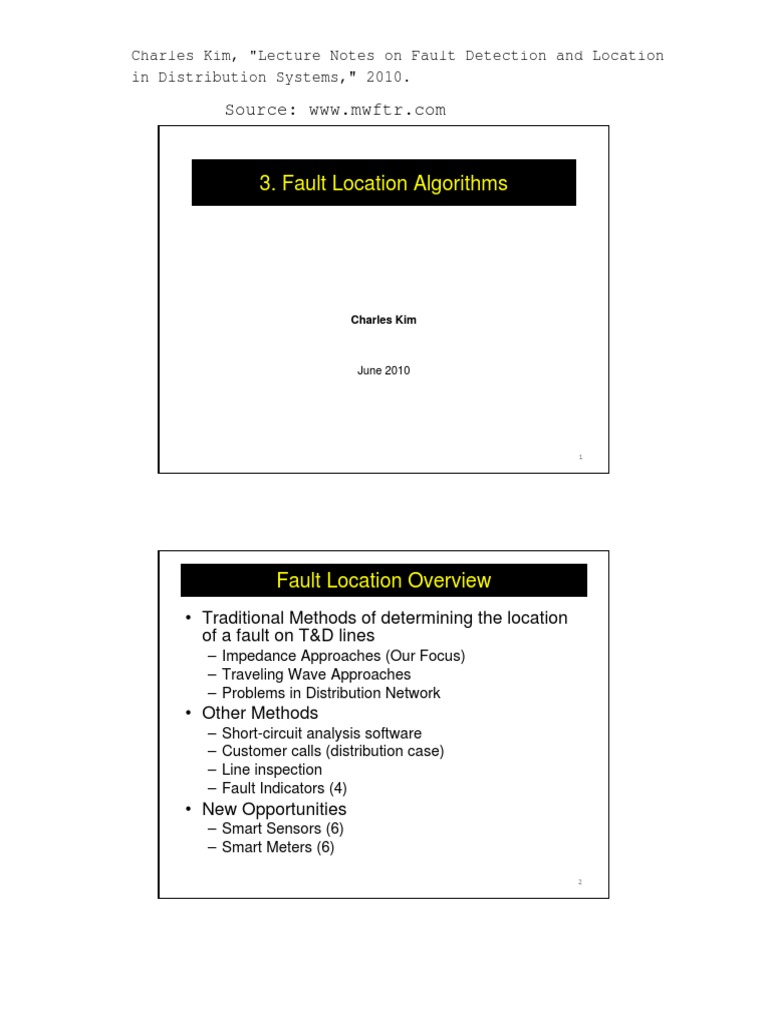 Fault Location Algorithms | PDF | Electrical Impedance | Capacitor