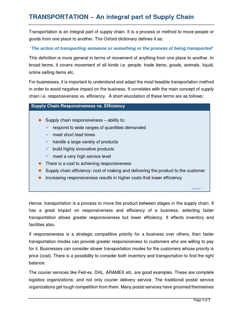 Transportation in Supply Chain Management | PDF | Supply Chain | Gulf ...