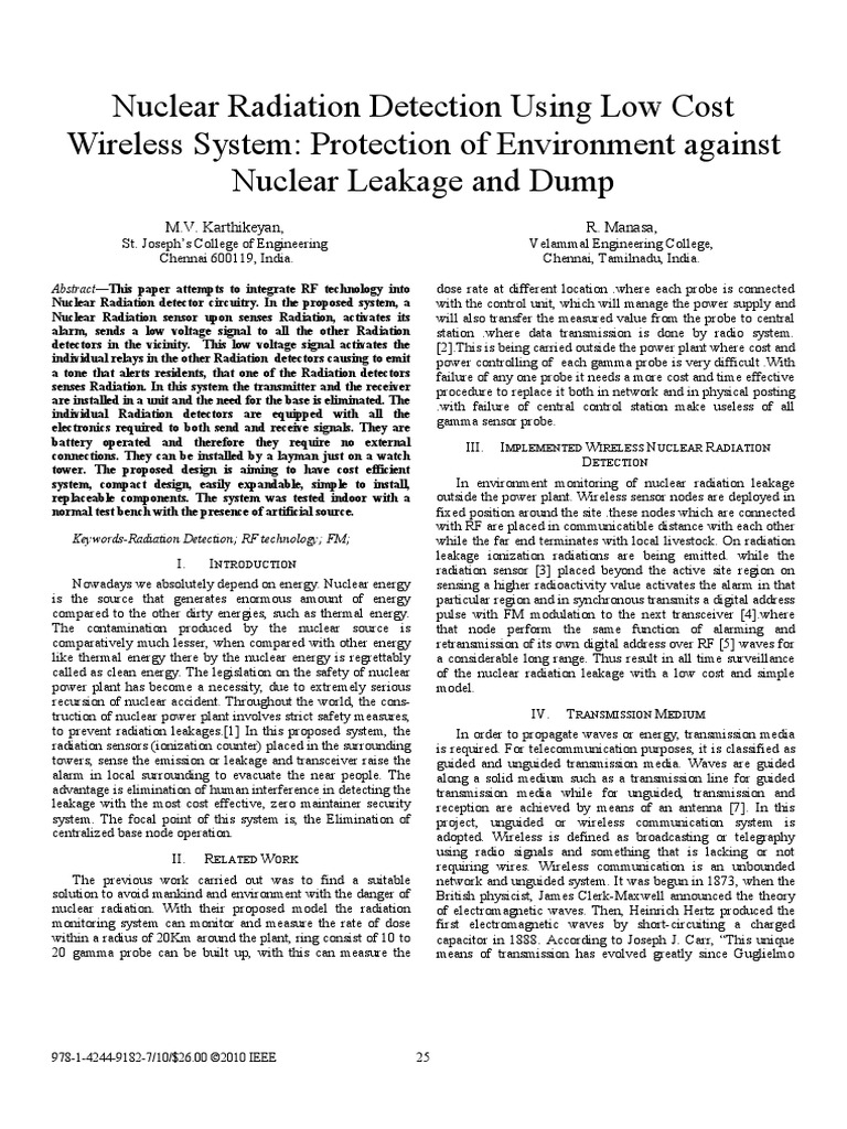 Nuclear radiation Detection using low cost wireless system ...