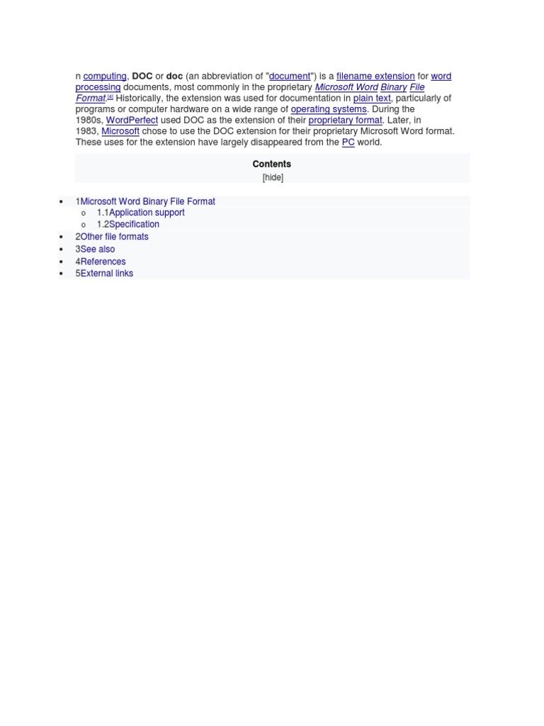 History of DOC File Format | PDF | Computers
