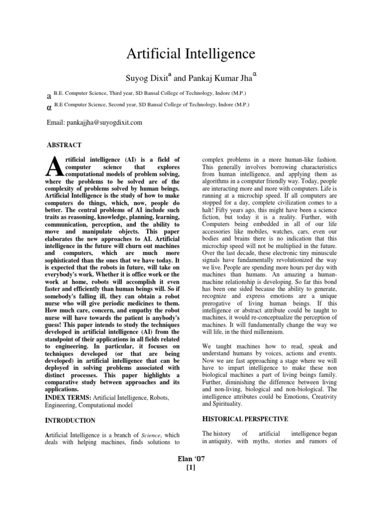 Advances in Artificial Intelligence Techniques | PDF | Artificial ...