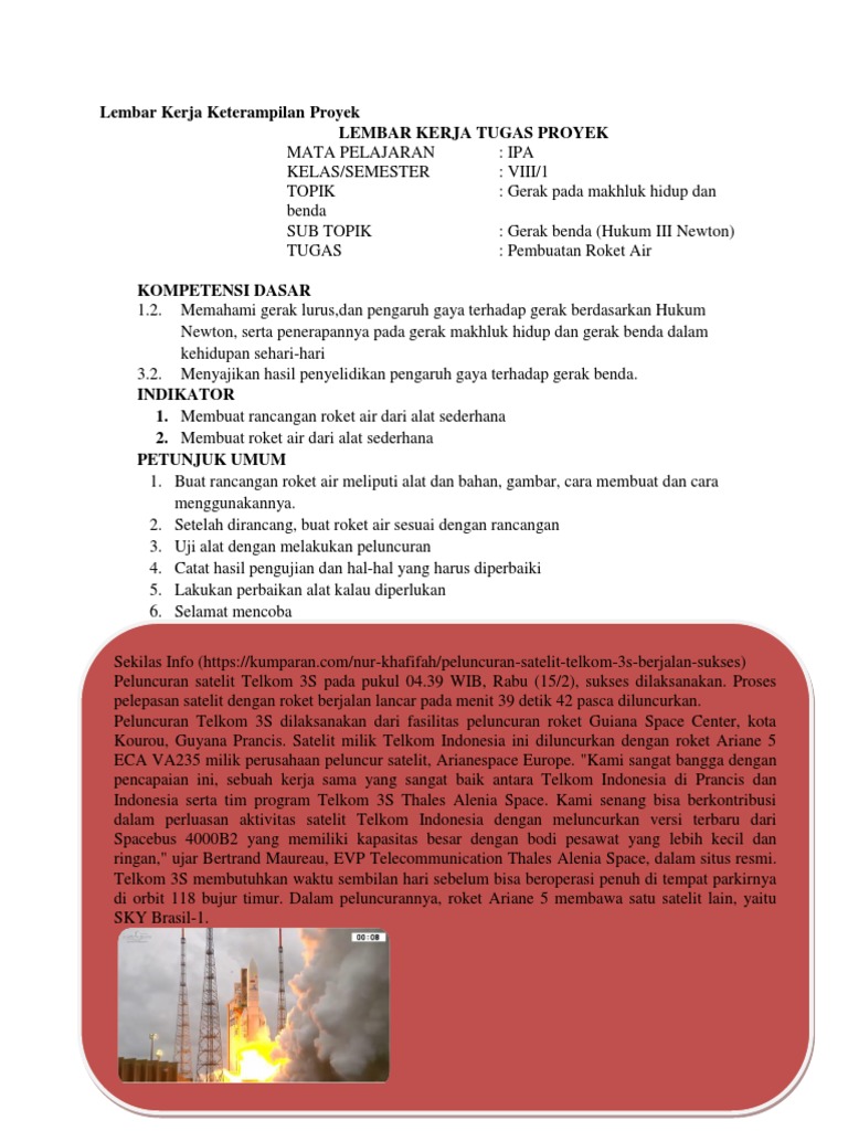 Lembar Kerja 2. Proyek Roket Air