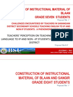 Construction of Instructional Material of Blaan Grade Seven Students