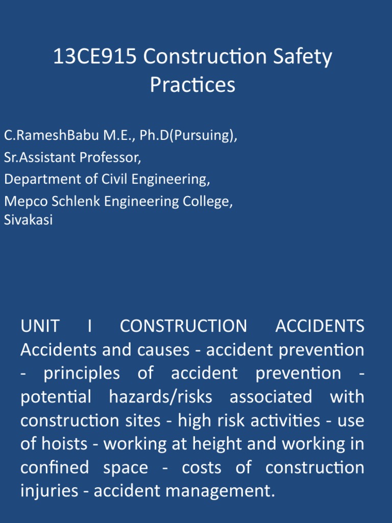 Designing Safety in Construction | PDF | Occupational Safety And Health ...