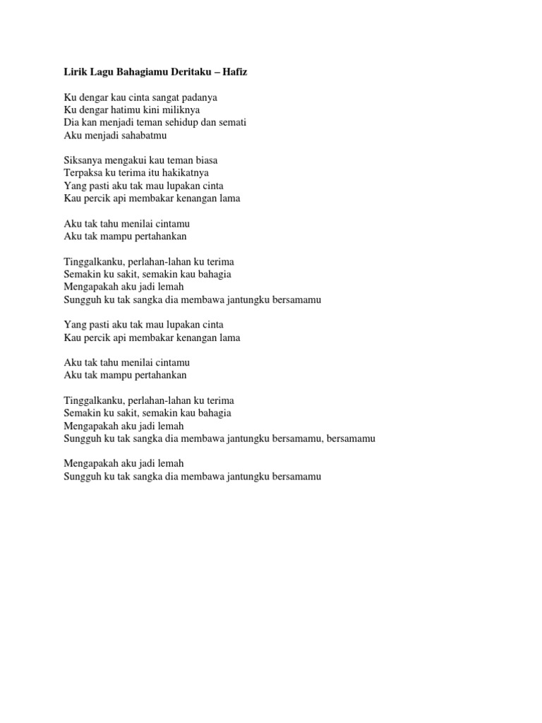 Lirik Lagu Bahagiamu Deritaku Pdf