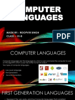 Computer Languages: Made By:-Roopvir Singh Class: - Vi-B