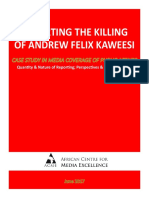Reporting The Killing of Andrew Felix Kaweesi: Case Study in Media Coverage of Public Affairs