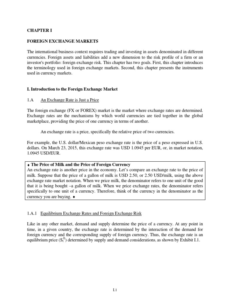 Susmel Foreign Exchange Markets Foreign Exchange Market Exchange - 