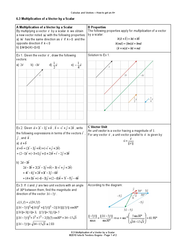 63 Multiplication of A Vector by A Scalar | PDF | Euclidean Vector ...