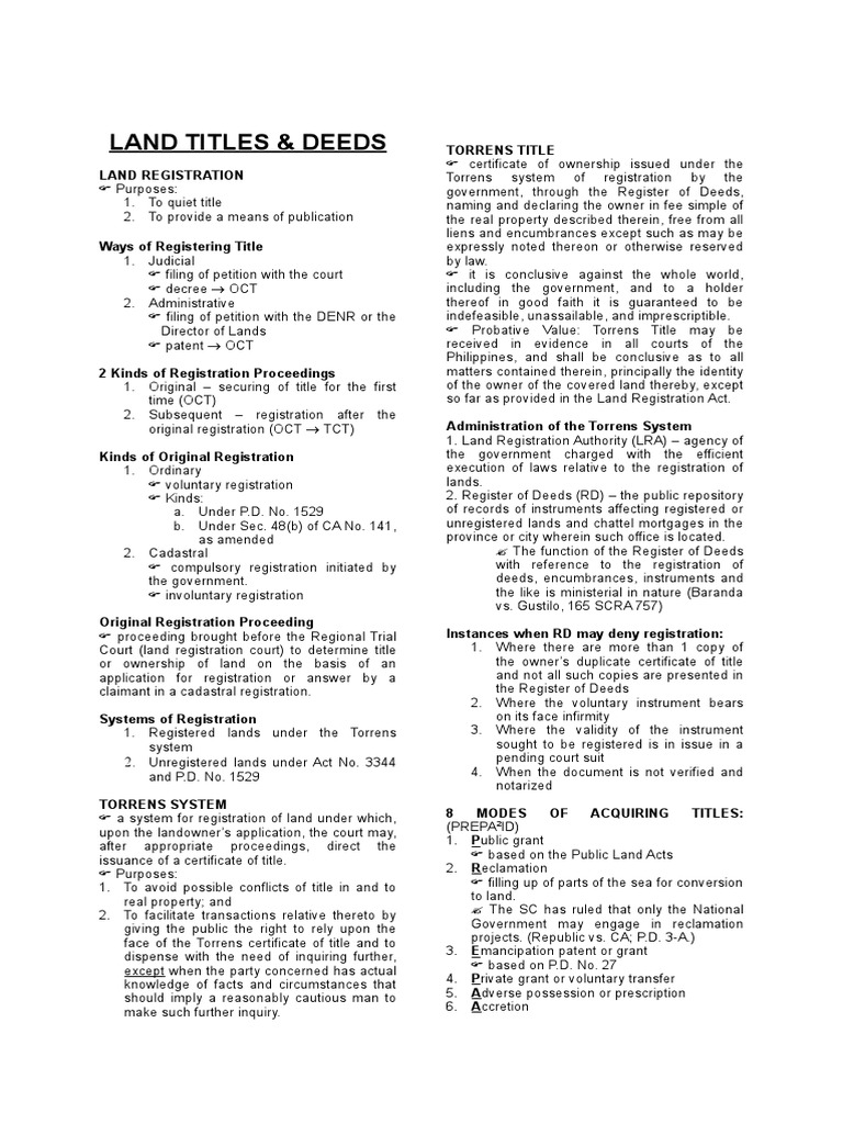 Land Titles and Deeds Deed Title (Property)