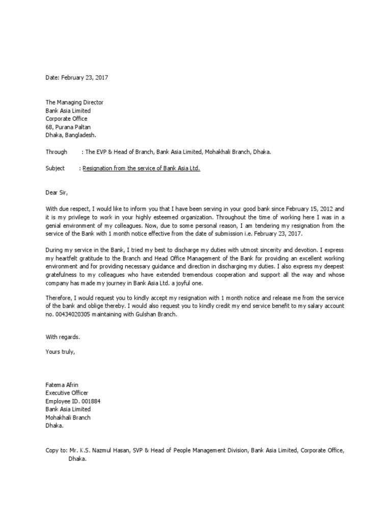 Resignation - Sample | PDF