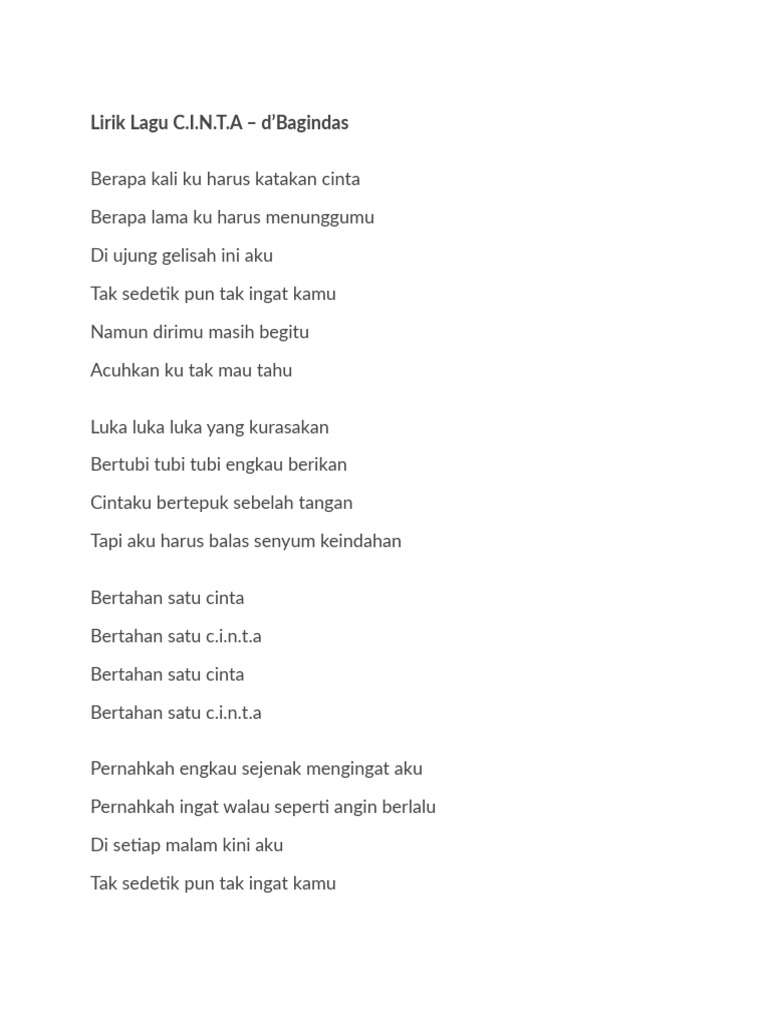 Lirik Lagu Cinta Pdf