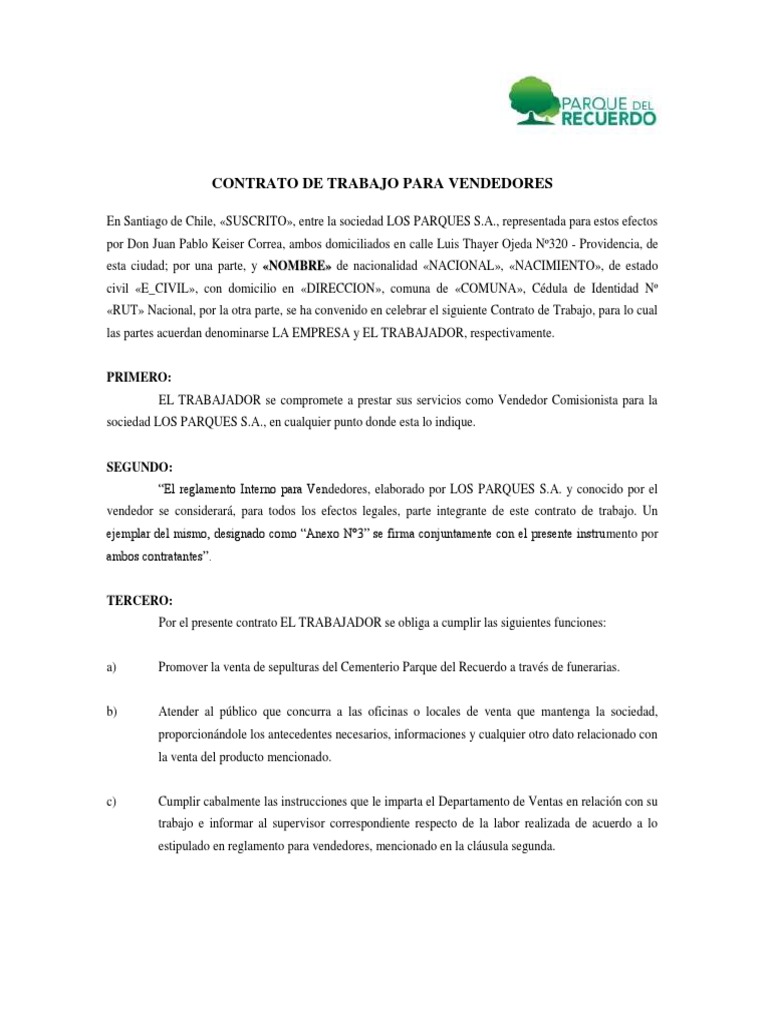 Modelo Contrato Vendedores Fenix | PDF | Protector solar | Seguro