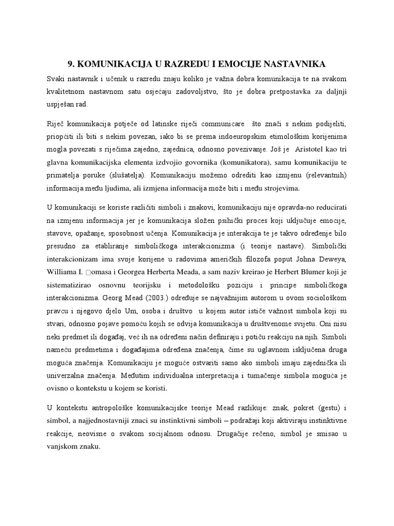 Komunikacija U Razredu I Emocije Nastavnika | PDF