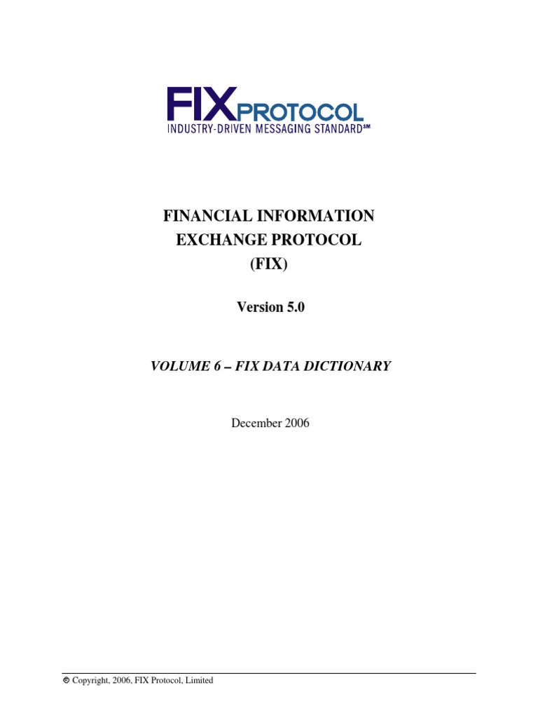 Fix 5 0 Vol 6 Data Dictionary Communications Protocols Data Type