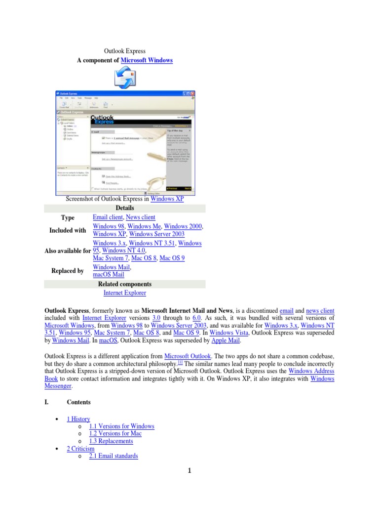 Overview of Outlook Express Features | PDF | Microsoft Outlook ...