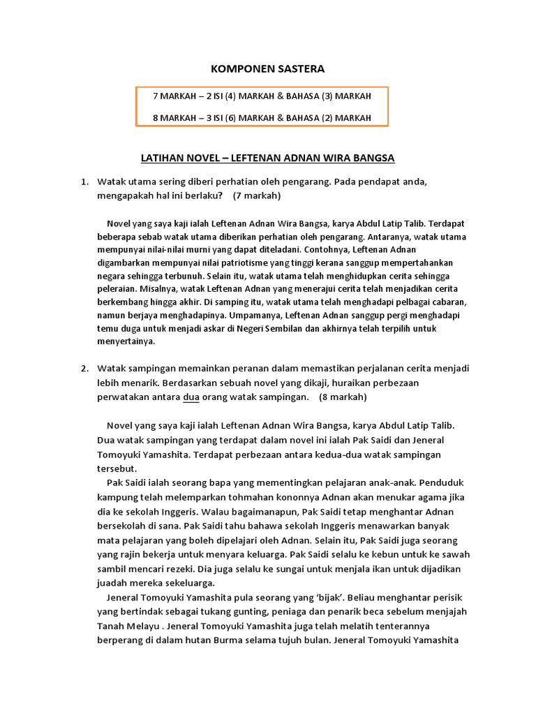 Bm Latihan Novel Pdf