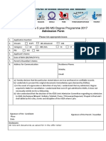 Admissions To 5 Year BS-MS Degree Programme 2017: Admission Form