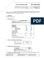 UHT Semi-Skimmed Milk Technical Data Sheet