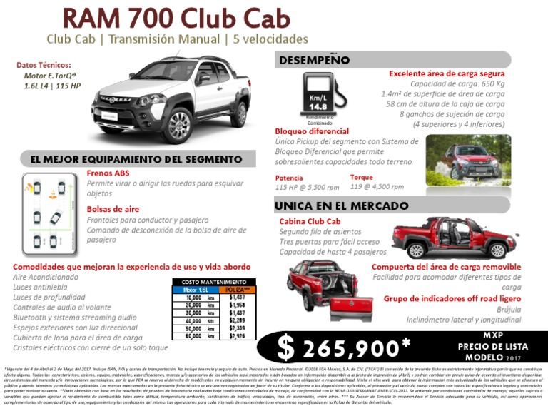Top 86+ imagen ram 700 club cab ficha tecnica