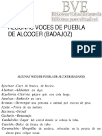 Otero Fernández, José María (1961) ALGUNAS VOCES DE PUEBLA DE ALCOCER (BADAJOZ) Revista de Dialectología y Tradiciones Populares, XVII P. 189-191