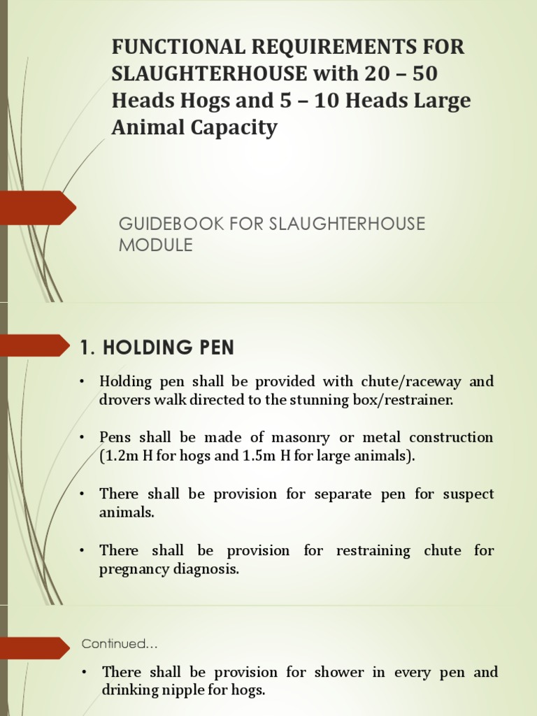 Slaughterhouse Design and Requirements Guide | PDF | Toilet ...