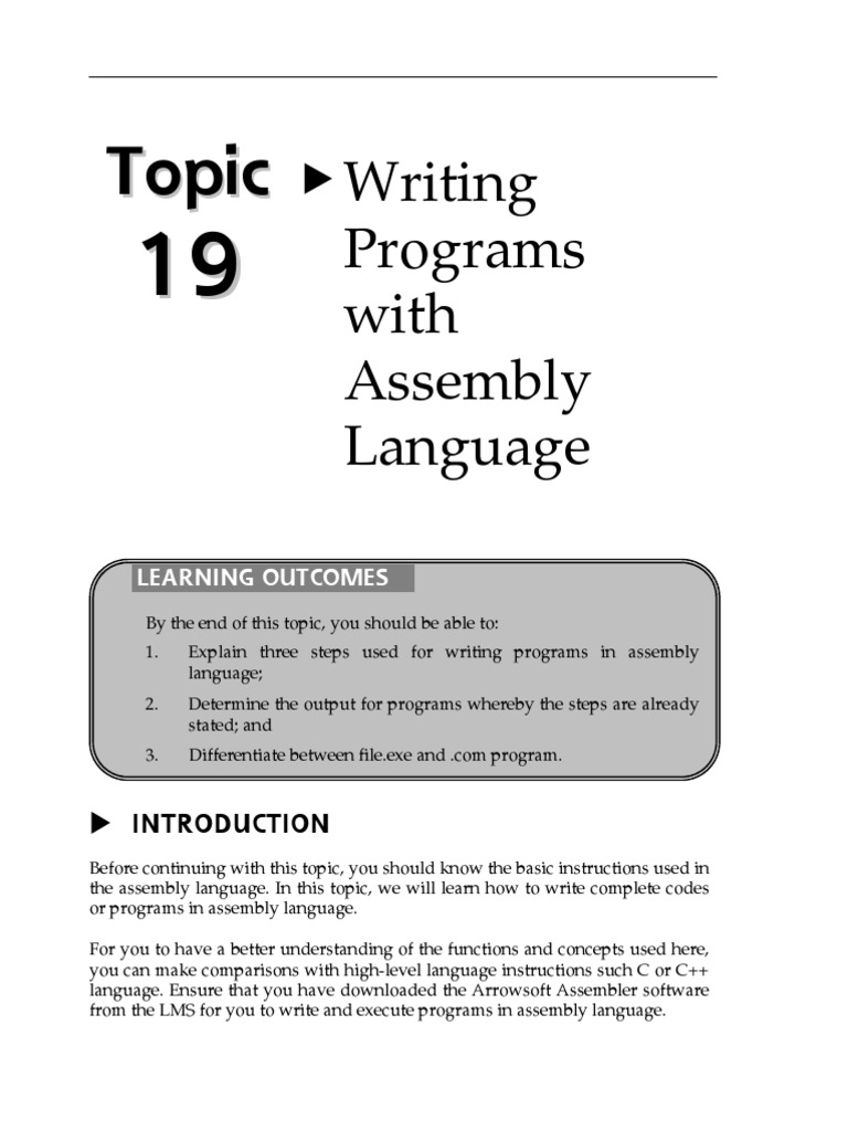 Writing Programs With Assembly Language | PDF | Assembly Language ...