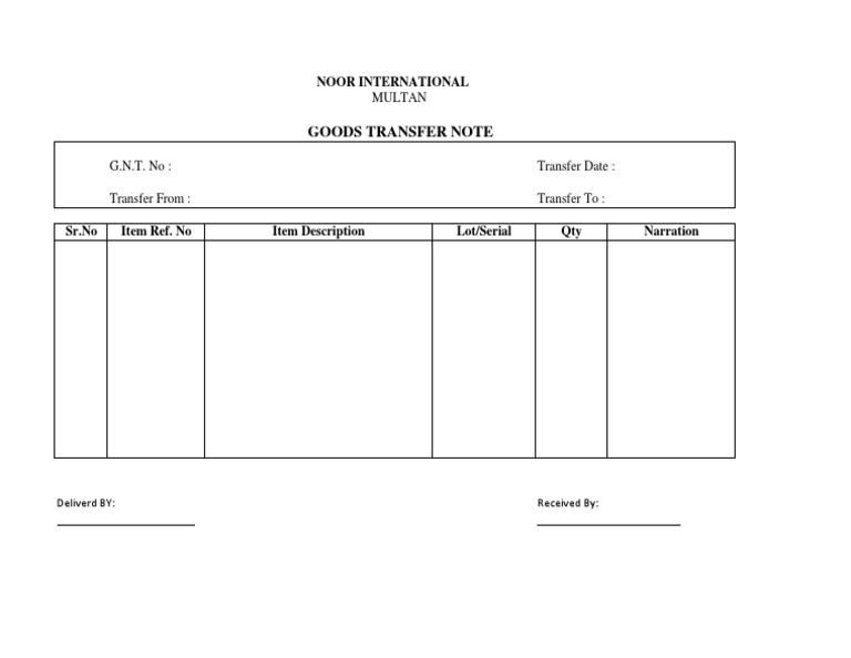 Goods Transfer Note Format | PDF