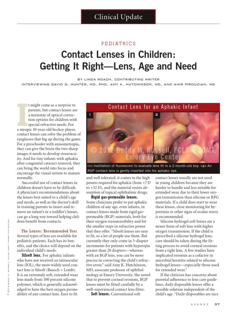 Clinical Update Pediatrics PDF Contact Lens Glasses