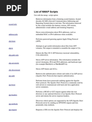 Nmap Scripts Domain Name System Hypertext Transfer Protocol