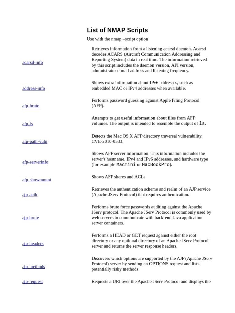 Nmap Scripts Domain Name System Hypertext Transfer Protocol