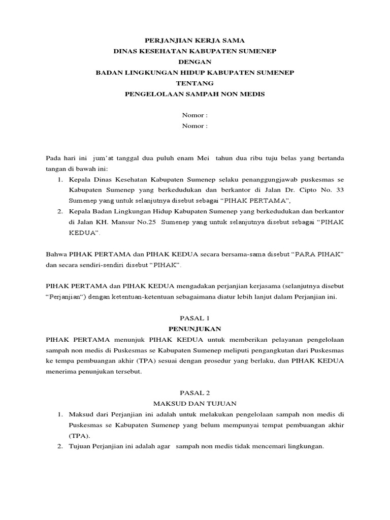 Mou Sampah Non Medis Pkm