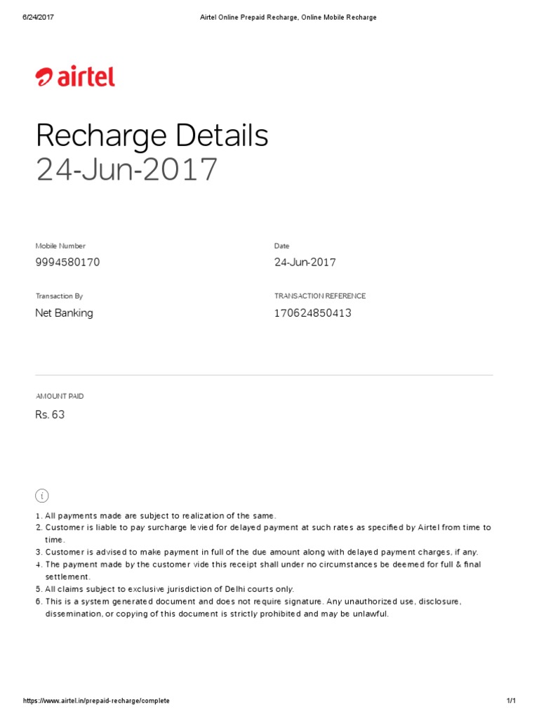 Airtel Online Prepaid Recharge, Online Mobile Recharge | PDF