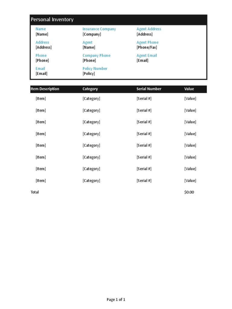 Personal Inventory Sample | PDF | Computing | Business