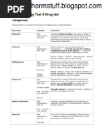 Pharmacology Test 3 Drug List