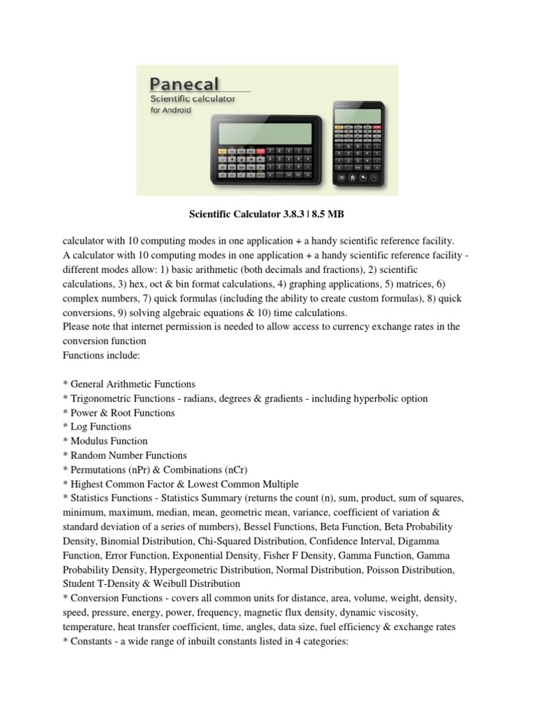 A Powerful Scientific Calculator 10 Modes, Formulas, Constants