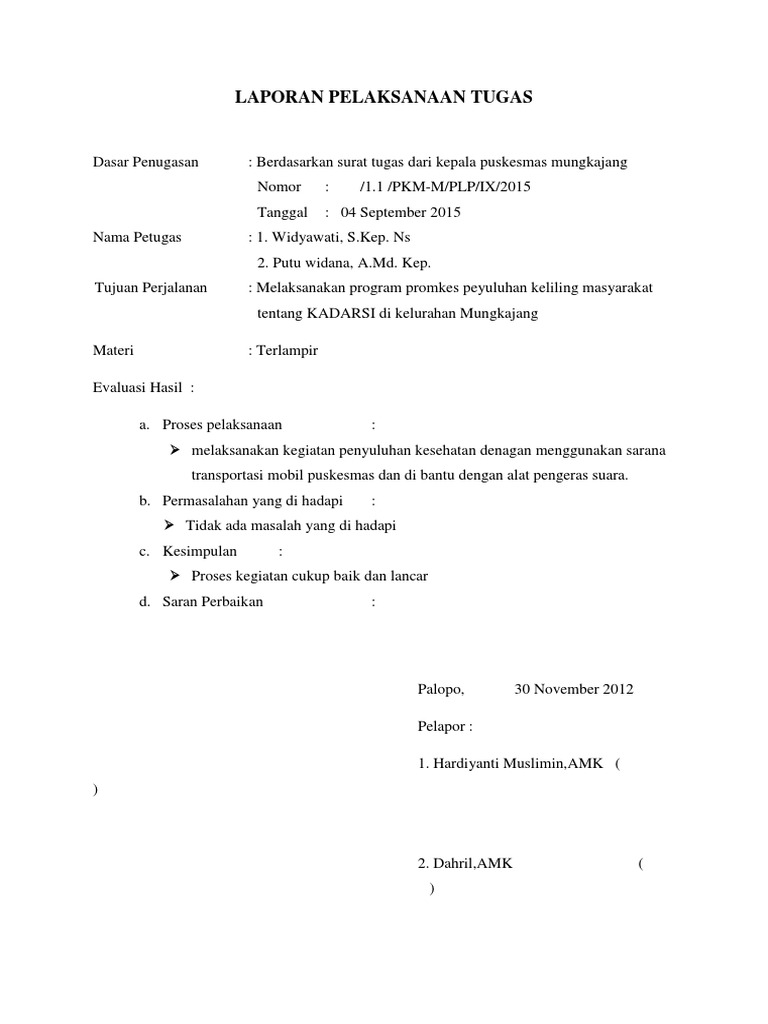 Laporan Penyuluhan Keliling 2015