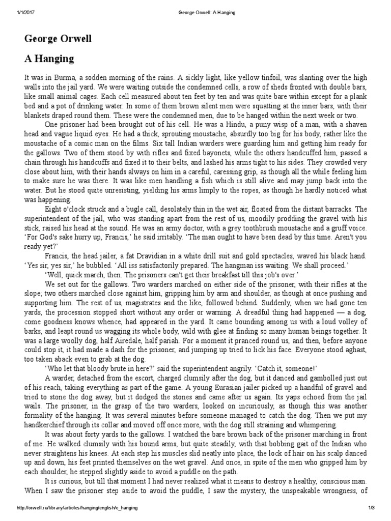George Orwell - A Hanging | PDF | Hanging | Handcuffs