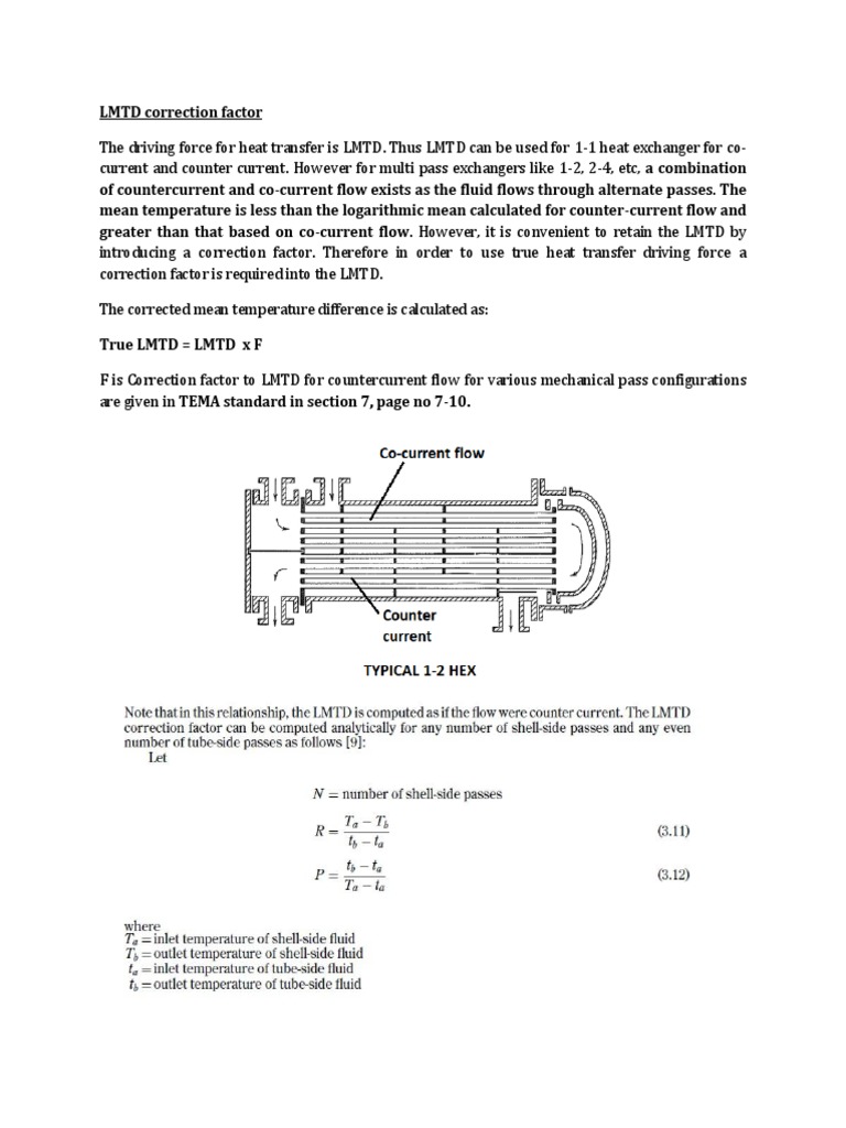 LMTD Correction Factor Heat Transfer Heat Exchanger