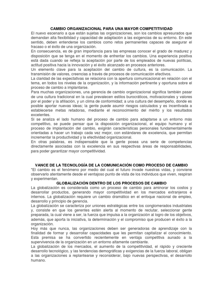 Apertura al Cambio Organizacional | PDF | Gestión del cambio | Liderazgo