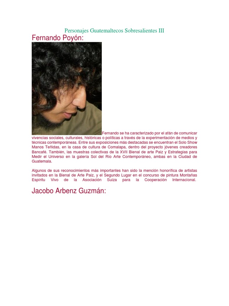 Personajes Guatemaltecos Sobresalientes PDF Guatemala