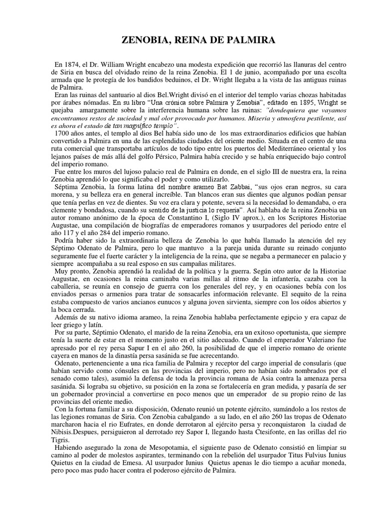 Zenobia, Reina de Palmira | PDF | imperio Romano | Caballería