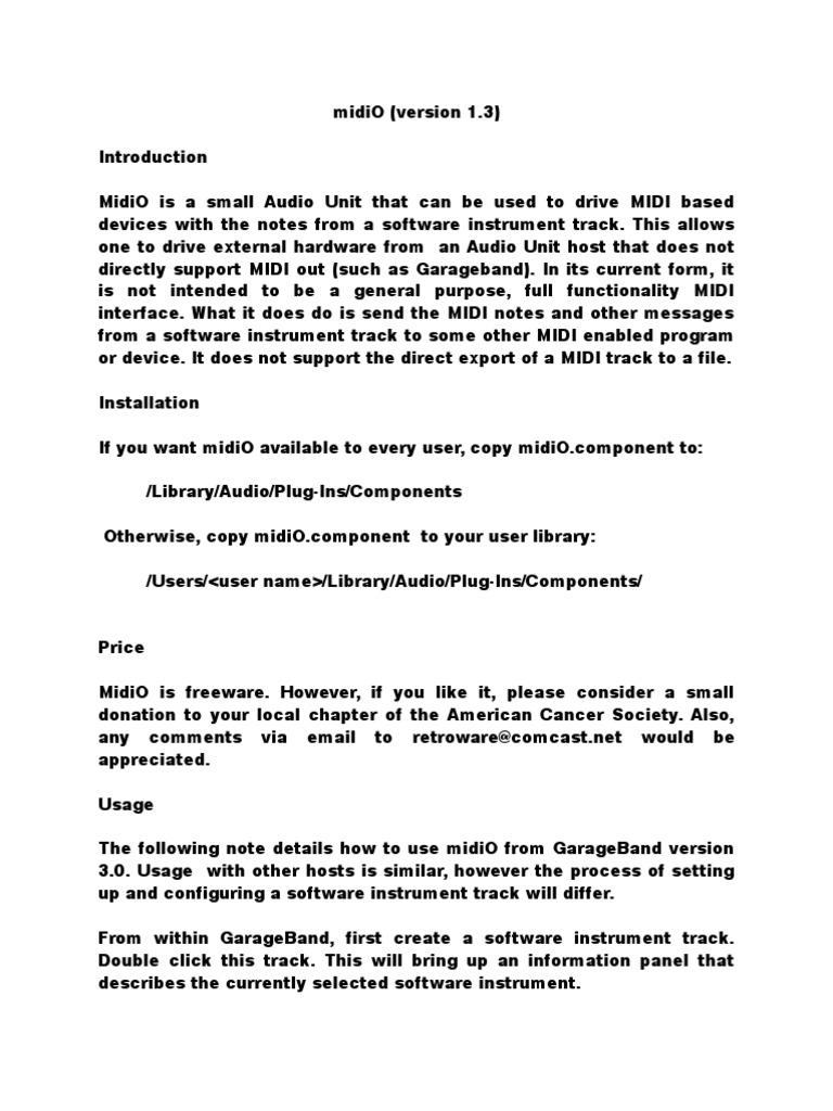 Connecting GarageBand to External MIDI Hardware An Introduction to the