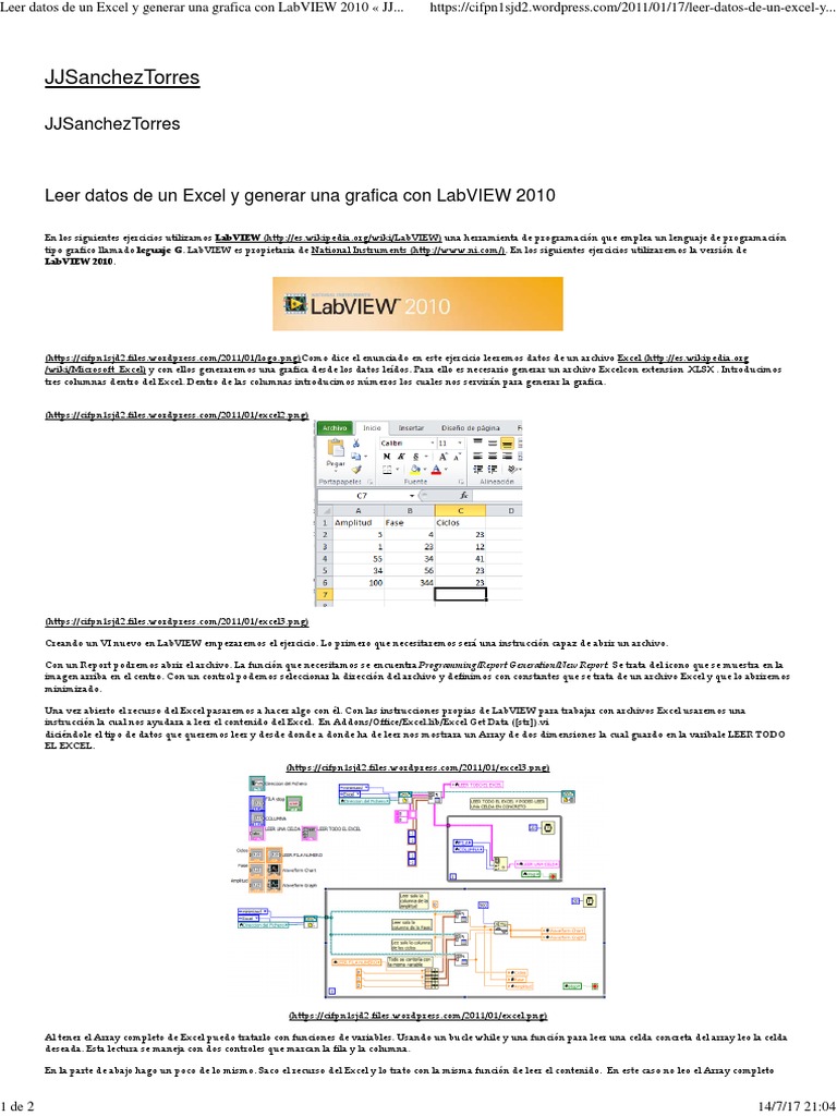 Generar gráfica desde Excel con LabVIEW | PDF | Microsoft Excel ...