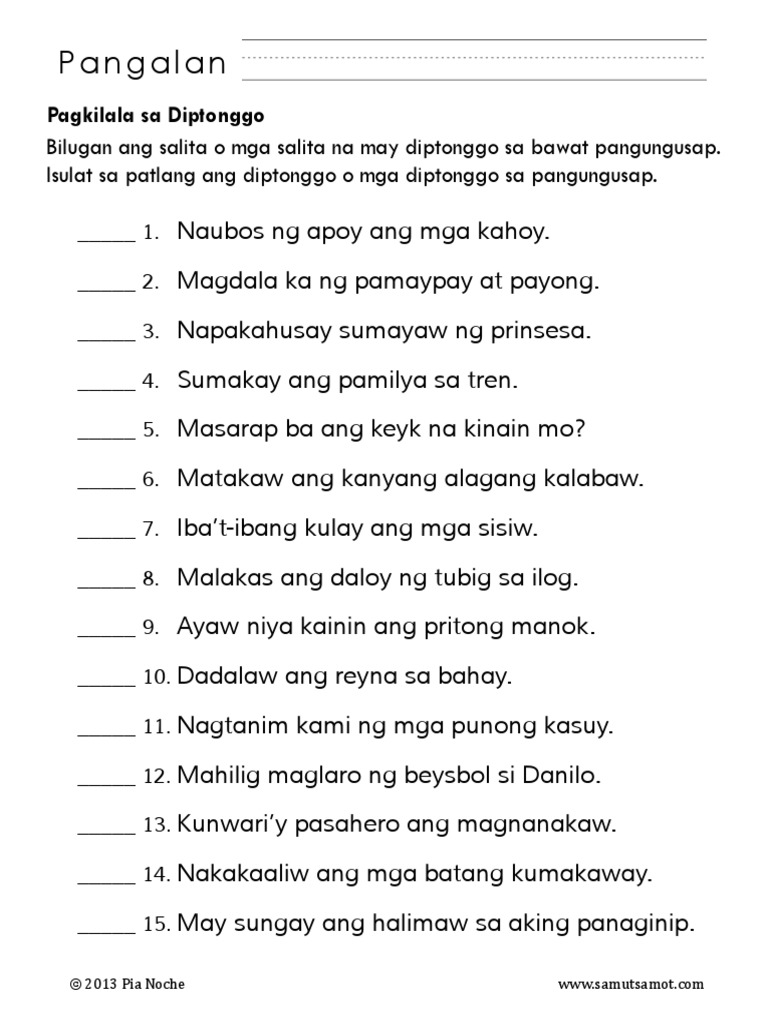 Diptonggo At Klaster Worksheets For Grade 3